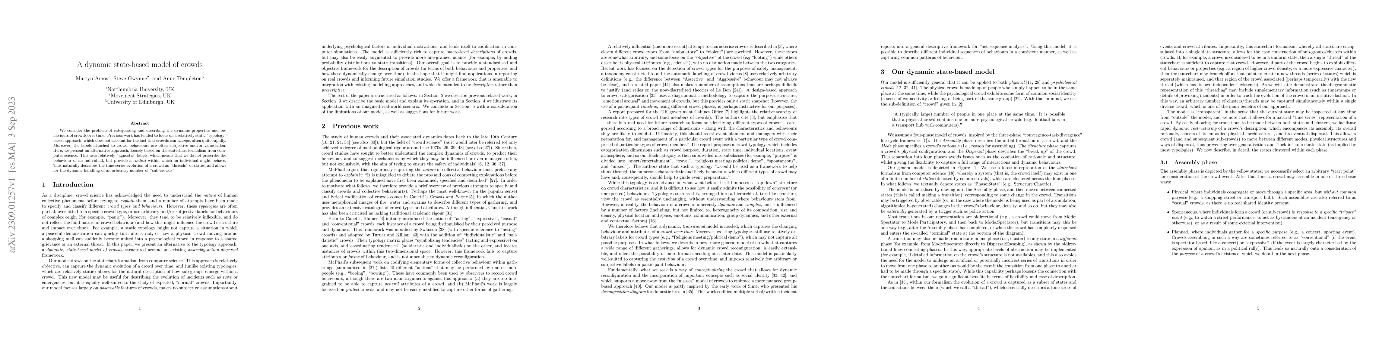 Thumbnail for A dynamic state-based model of crowds