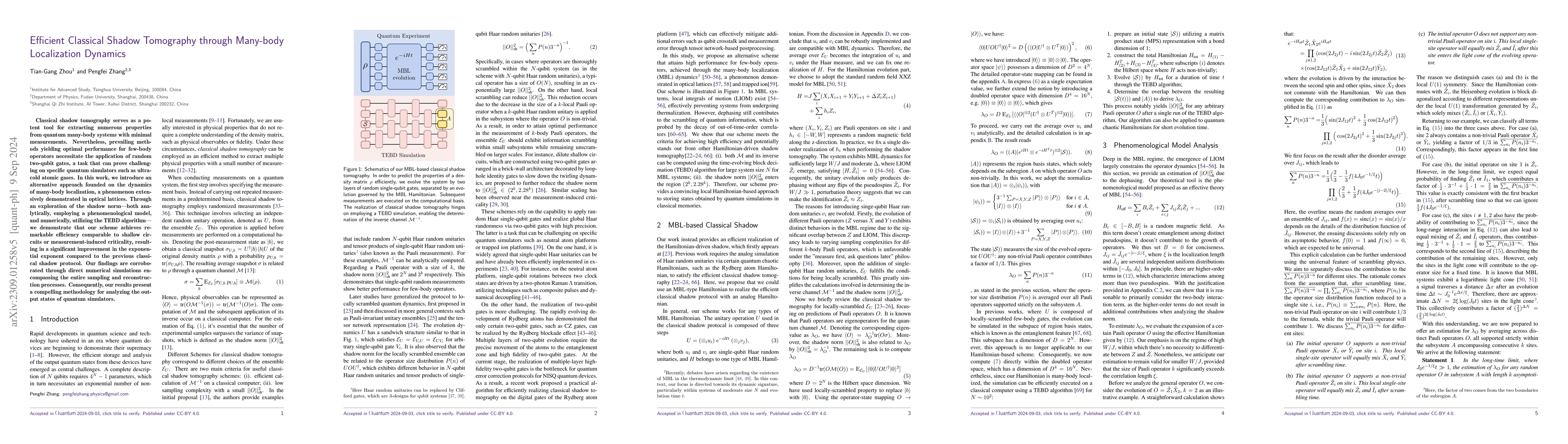 Thumbnail for Efficient Classical Shadow Tomography through Many-body Localization
  Dynamics