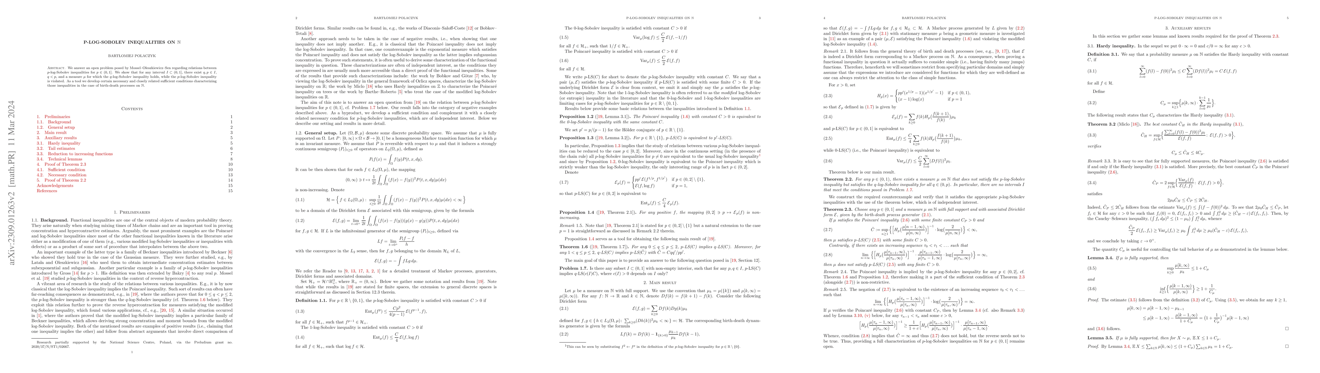 Thumbnail for $P$-log-Sobolev inequalities on $\mathbb{N}$