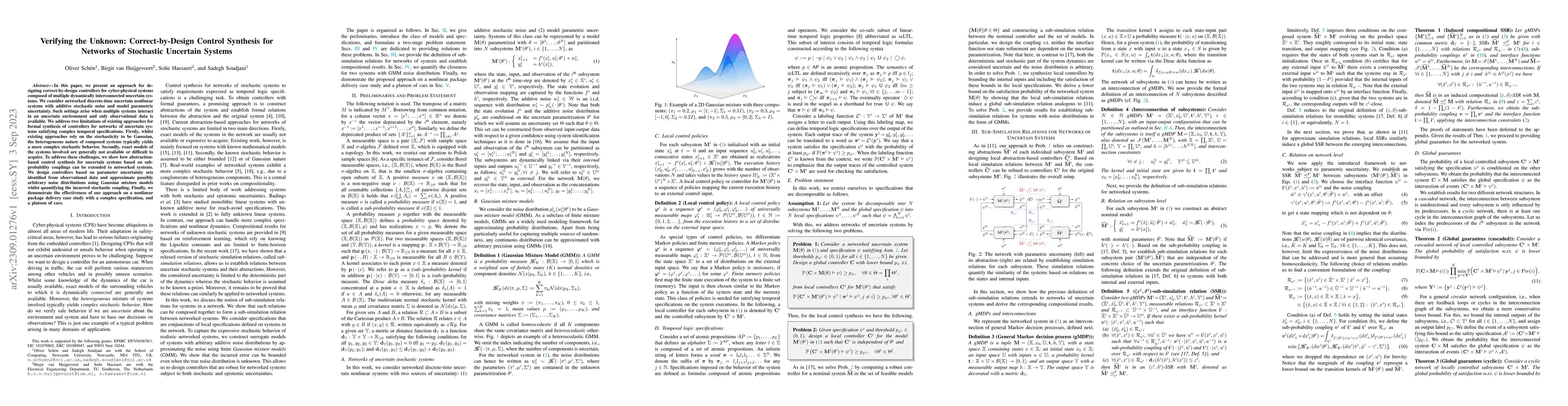 Thumbnail for Verifying the Unknown: Correct-by-Design Control Synthesis for Networks
  of Stochastic Uncertain Systems