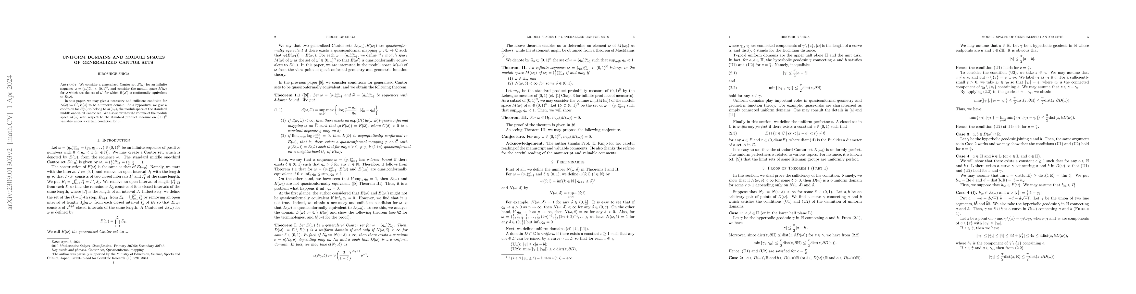 Thumbnail for Uniform domains and moduli spaces of generalized Cantor sets