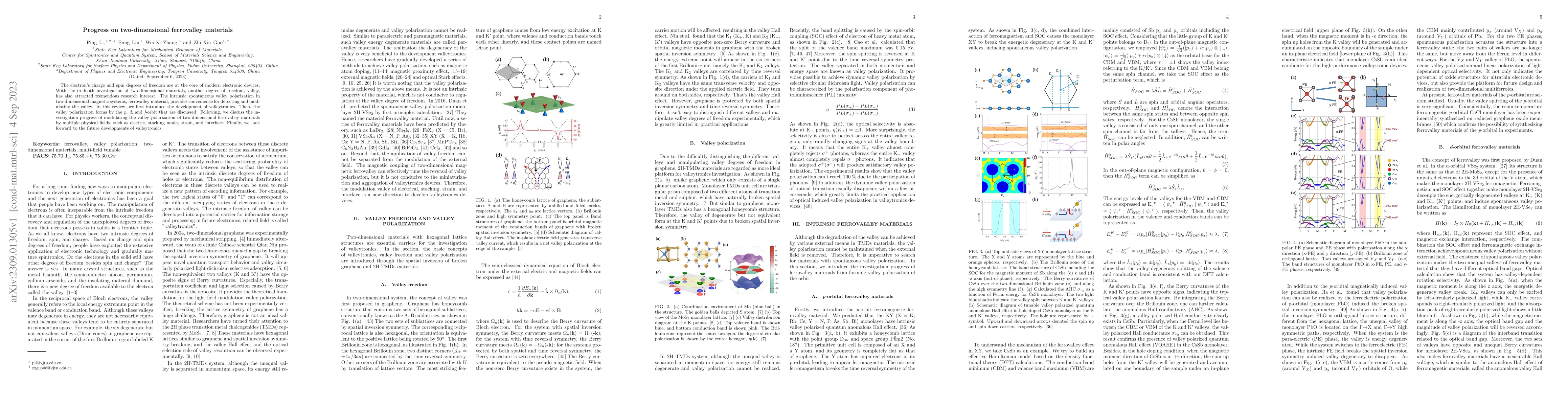 Thumbnail for Progress on two-dimensional ferrovalley materials
