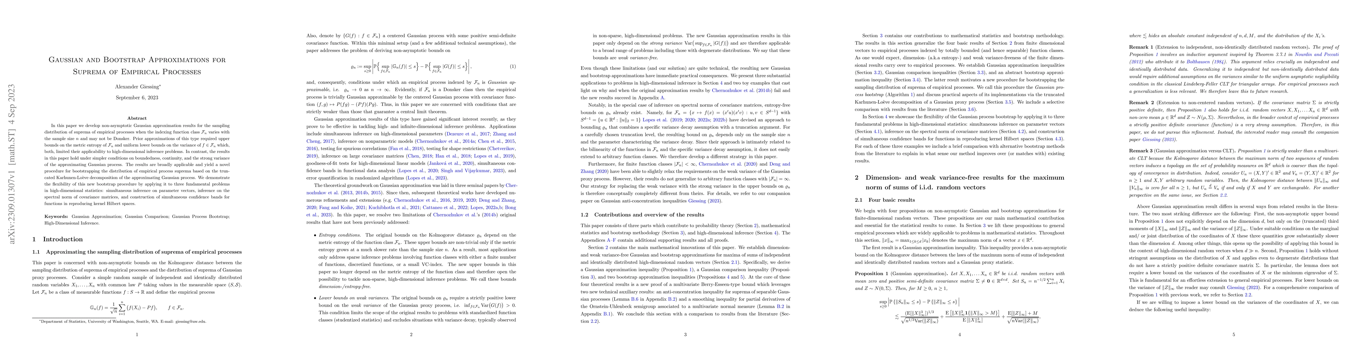 Thumbnail for Gaussian and Bootstrap Approximations for Suprema of Empirical Processes