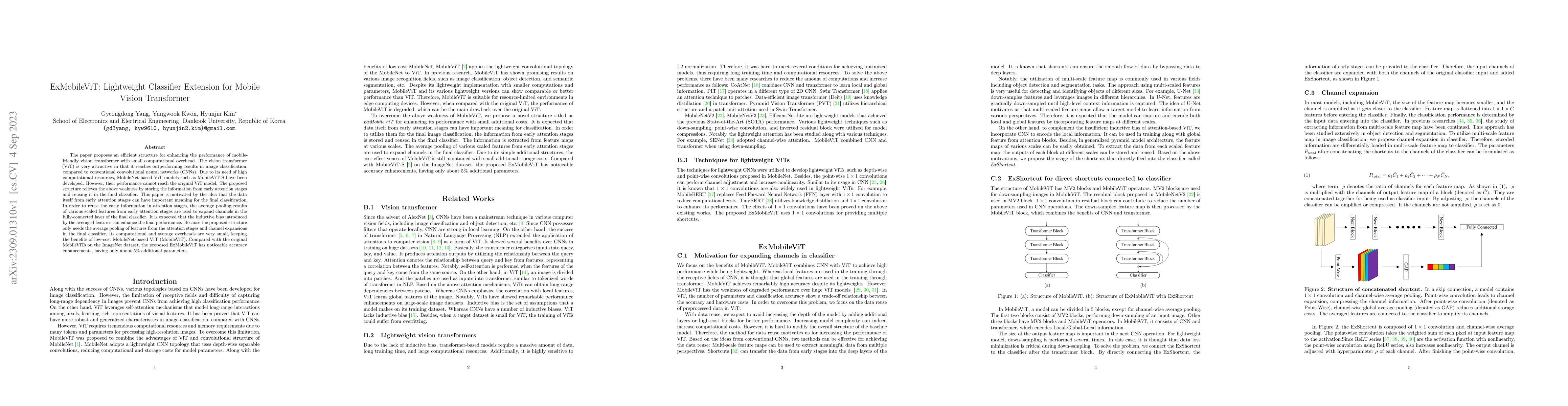Thumbnail for ExMobileViT: Lightweight Classifier Extension for Mobile Vision
  Transformer