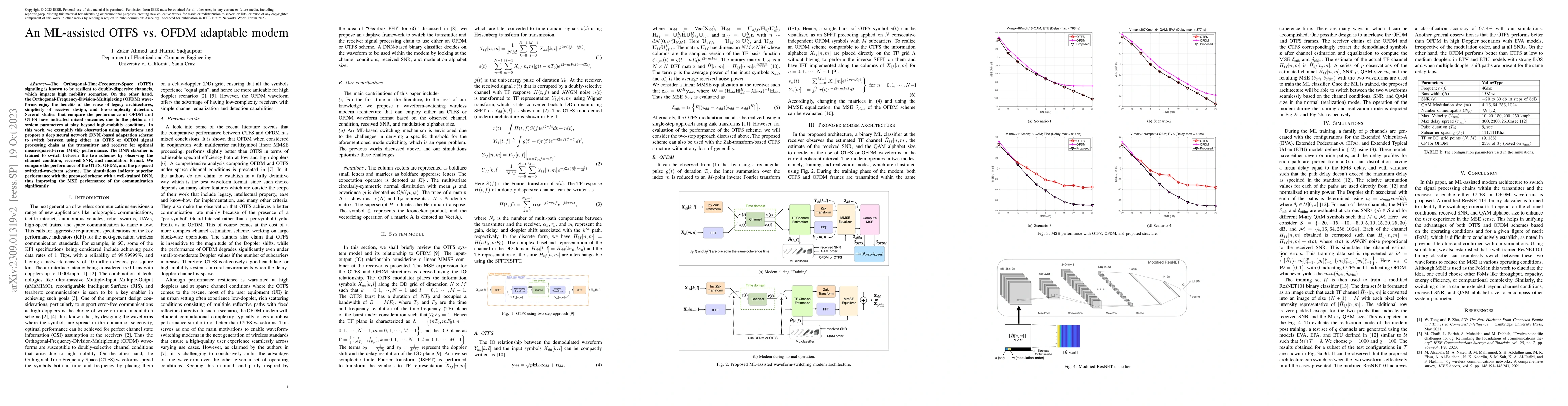 Thumbnail for An ML-assisted OTFS vs. OFDM adaptable modem