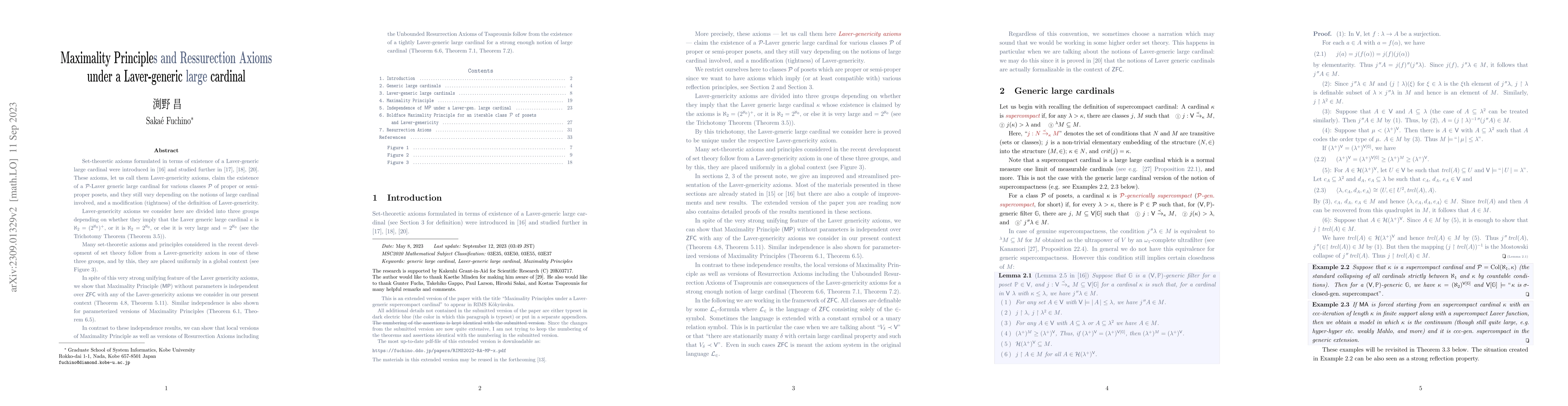 Thumbnail for Maximality Principles and Ressurection Axioms under a Laver-generic
  large cardinal