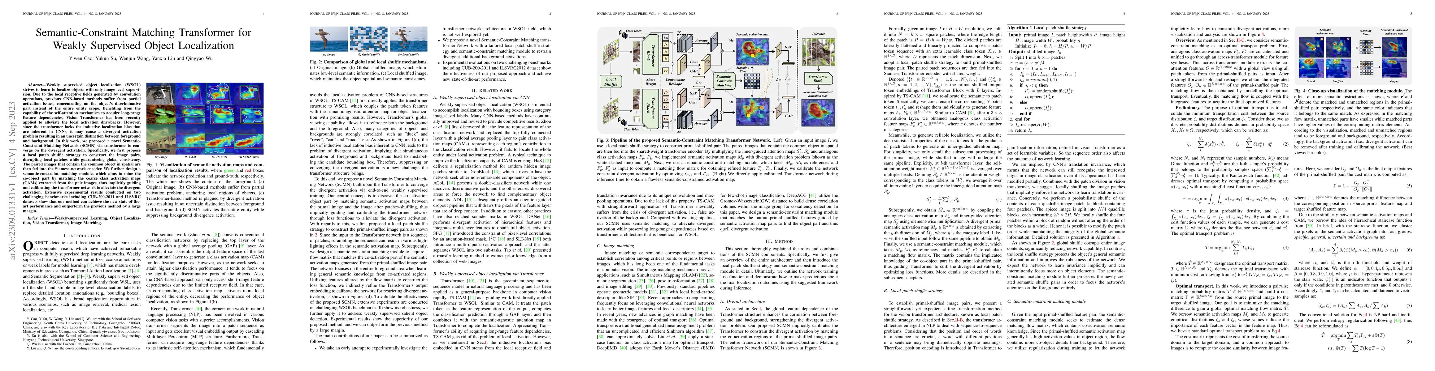 Thumbnail for Semantic-Constraint Matching Transformer for Weakly Supervised Object
  Localization