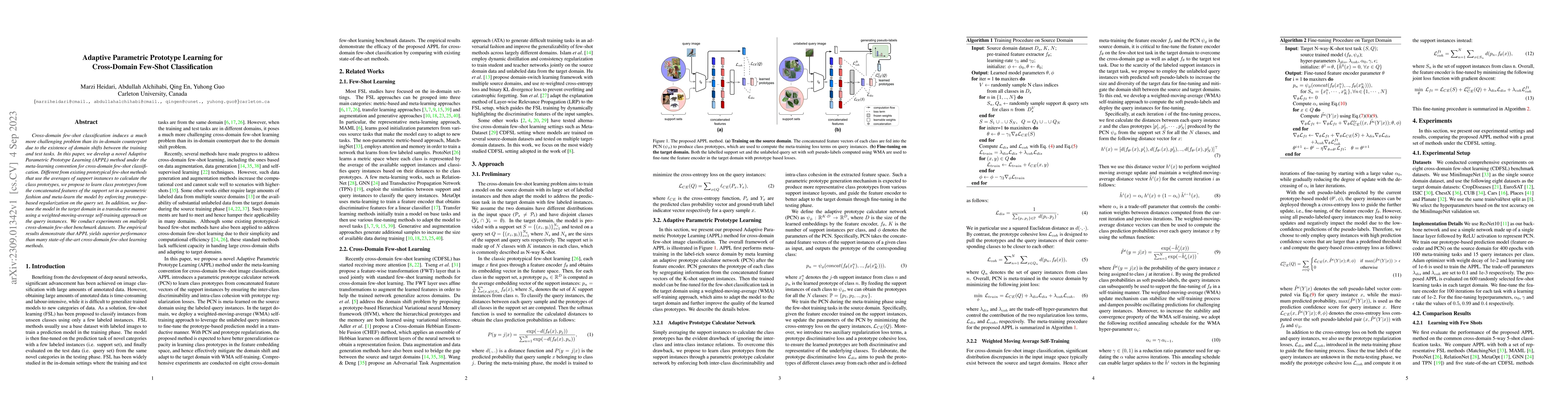 Thumbnail for Adaptive Parametric Prototype Learning for Cross-Domain Few-Shot
  Classification