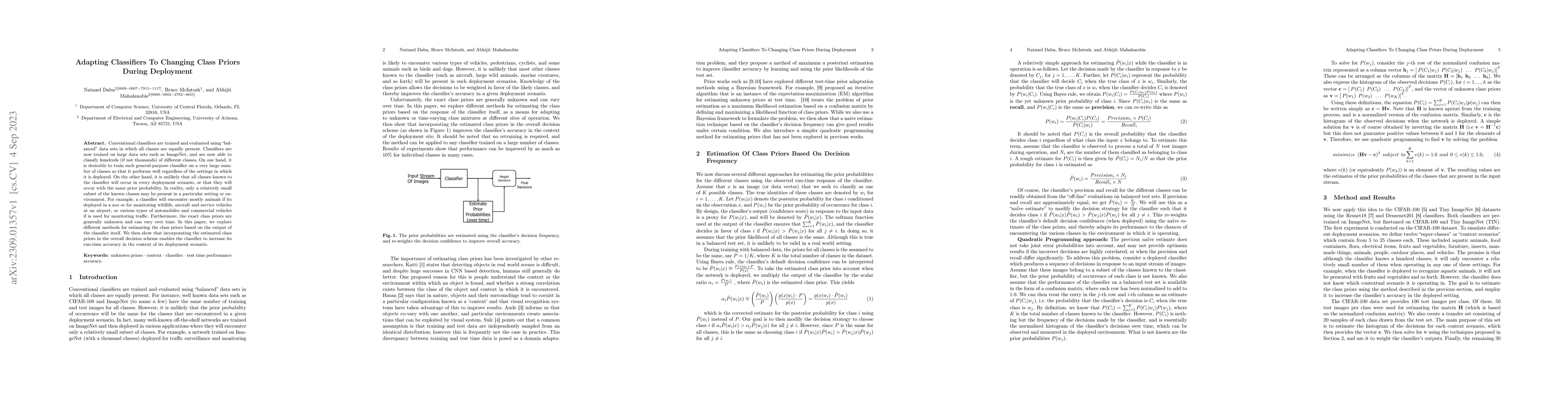 Thumbnail for Adapting Classifiers To Changing Class Priors During Deployment