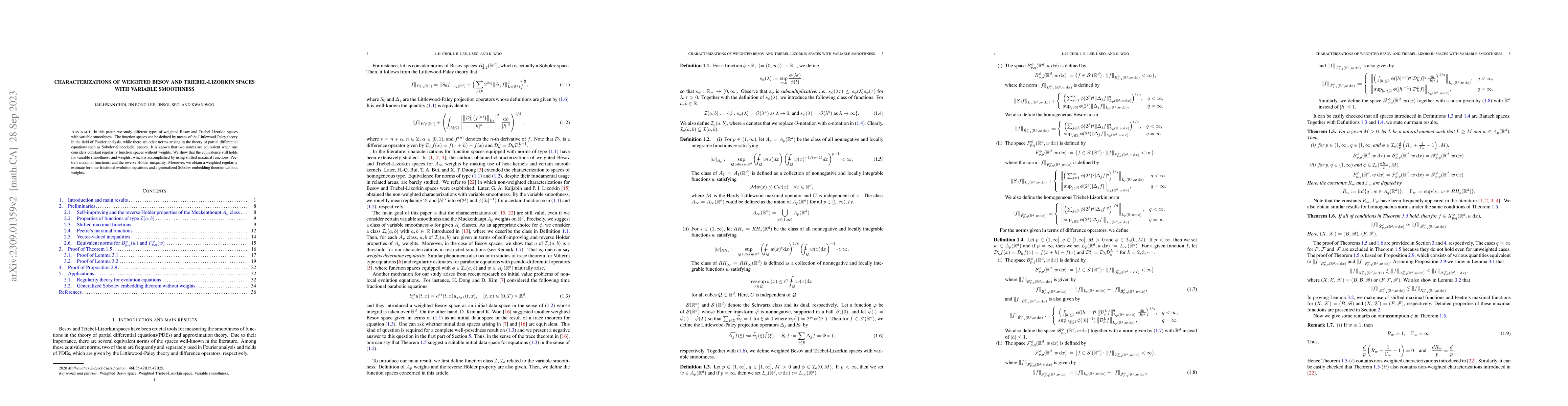 Thumbnail for Characterizations of weighted Besov and Triebel-Lizorkin spaces with
  variable smoothness