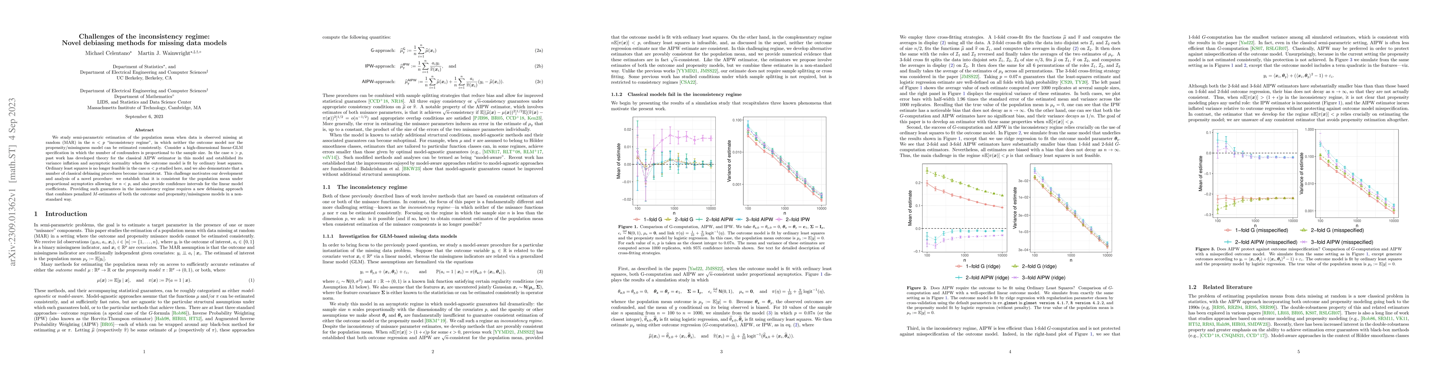 Thumbnail for Challenges of the inconsistency regime: Novel debiasing methods for
  missing data models