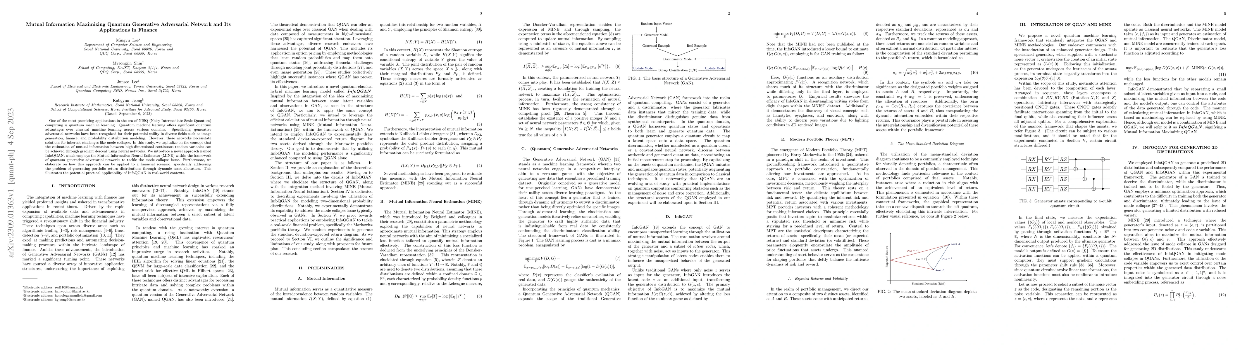 Thumbnail for Mutual Information Maximizing Quantum Generative Adversarial Network and
  Its Applications in Finance