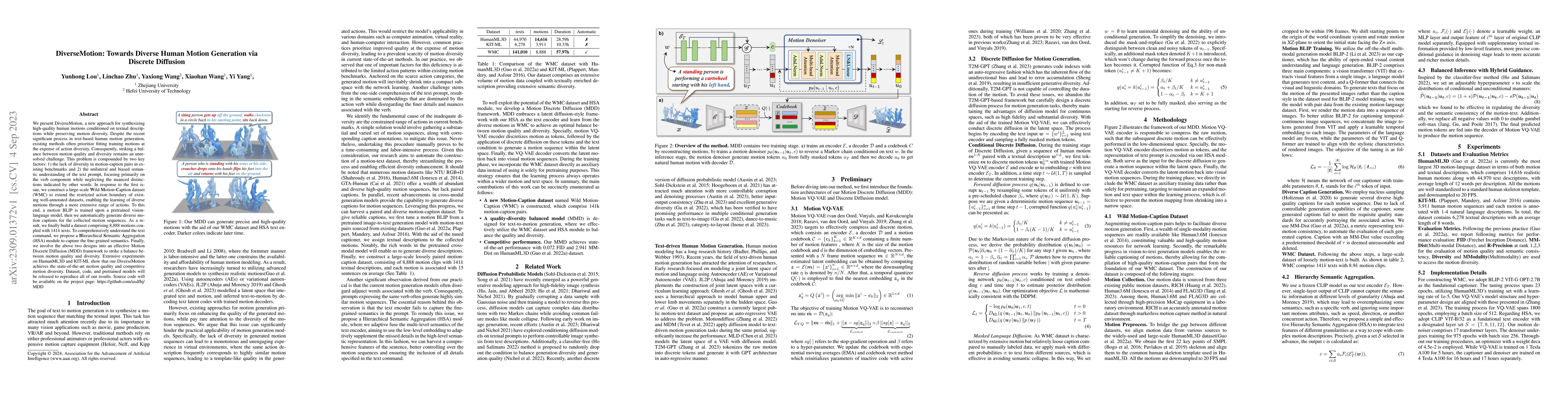 Thumbnail for DiverseMotion: Towards Diverse Human Motion Generation via Discrete
  Diffusion