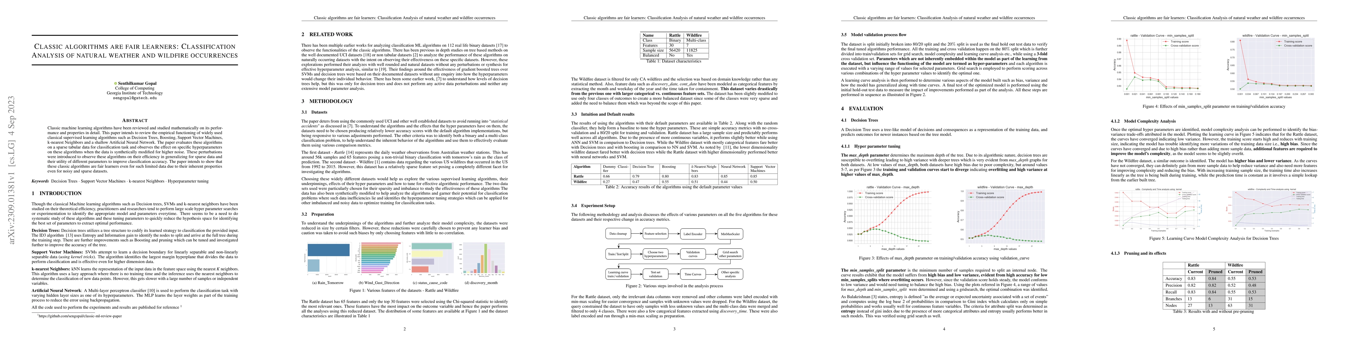 Thumbnail for Classic algorithms are fair learners: Classification Analysis of natural
  weather and wildfire occurrences