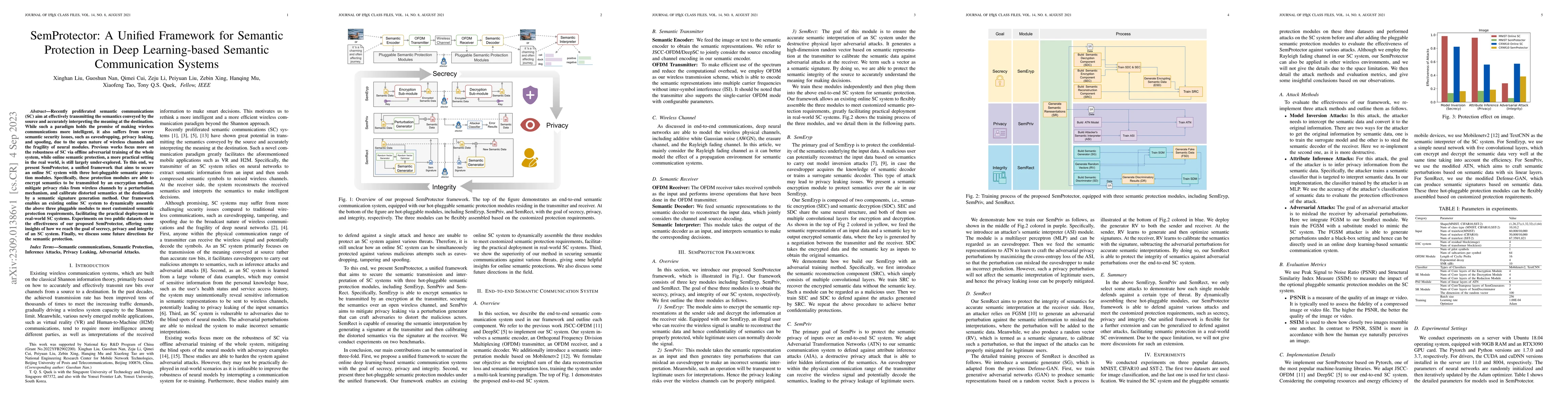 Thumbnail for SemProtector: A Unified Framework for Semantic Protection in Deep
  Learning-based Semantic Communication Systems
