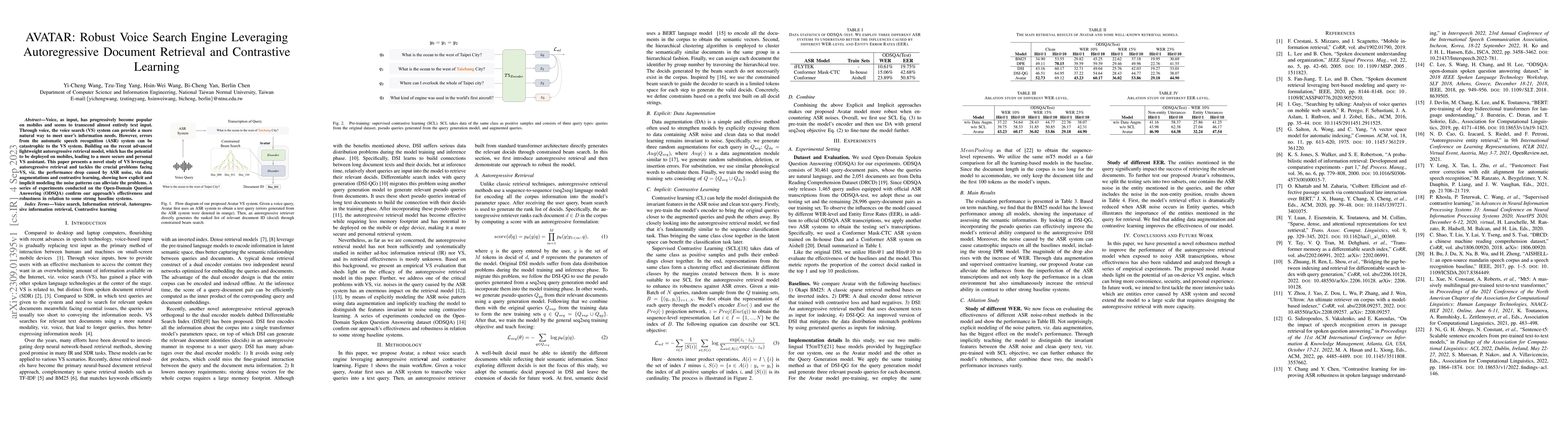 Thumbnail for AVATAR: Robust Voice Search Engine Leveraging Autoregressive Document
  Retrieval and Contrastive Learning