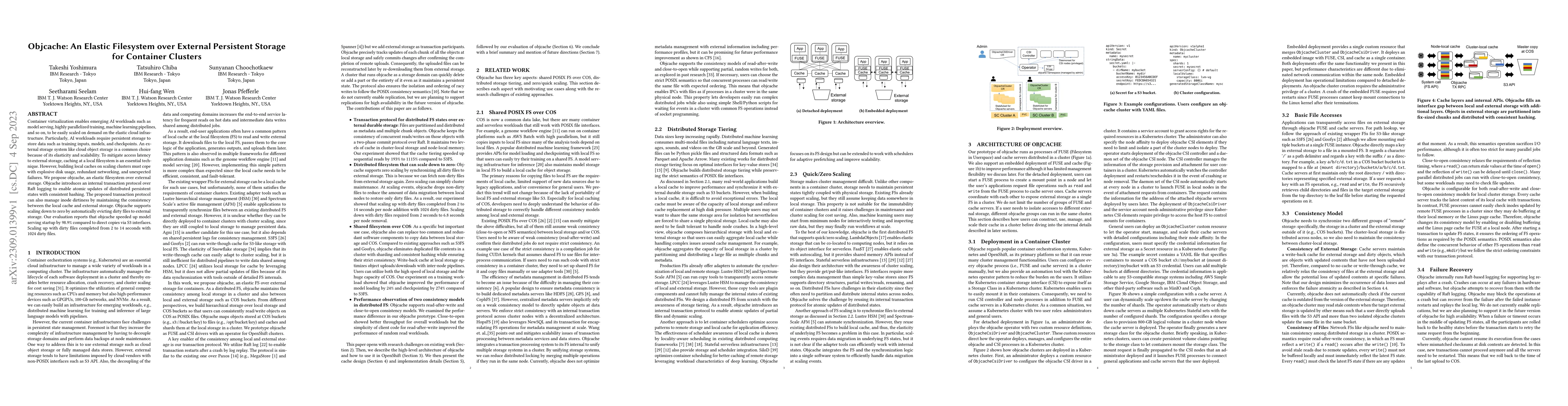 Thumbnail for Objcache: An Elastic Filesystem over External Persistent Storage for
  Container Clusters