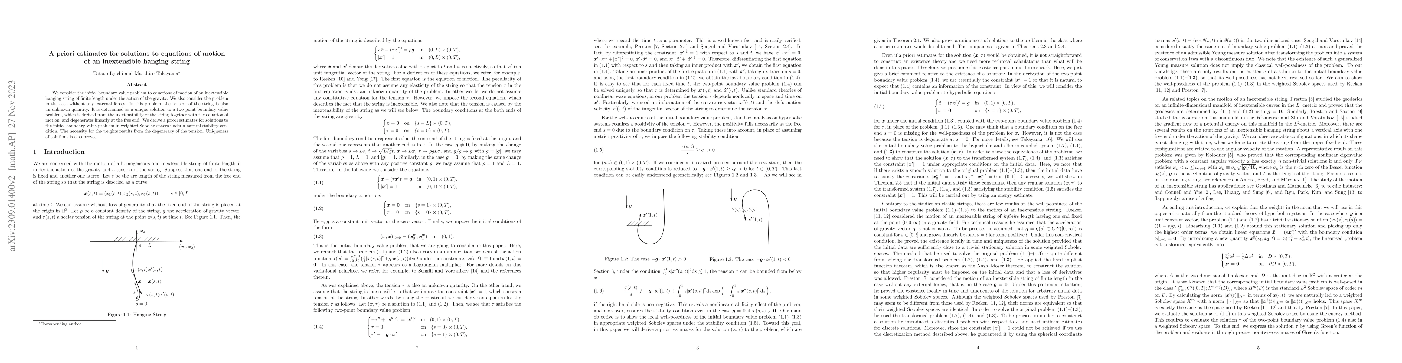 Thumbnail for A priori estimates for solutions to equations of motion of an
  inextensible hanging string