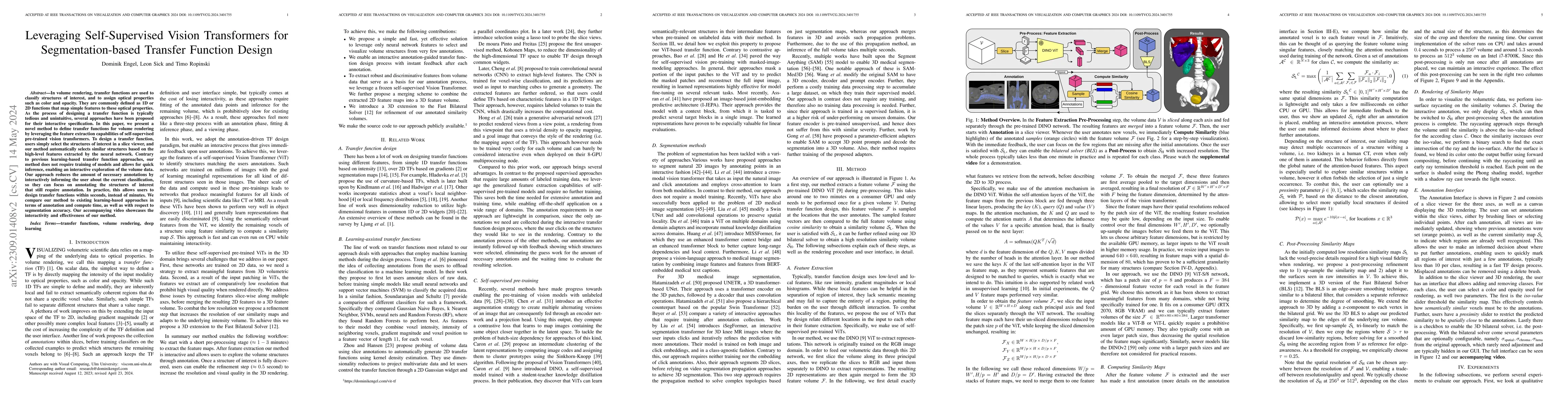 Thumbnail for Leveraging Self-Supervised Vision Transformers for Segmentation-based
  Transfer Function Design