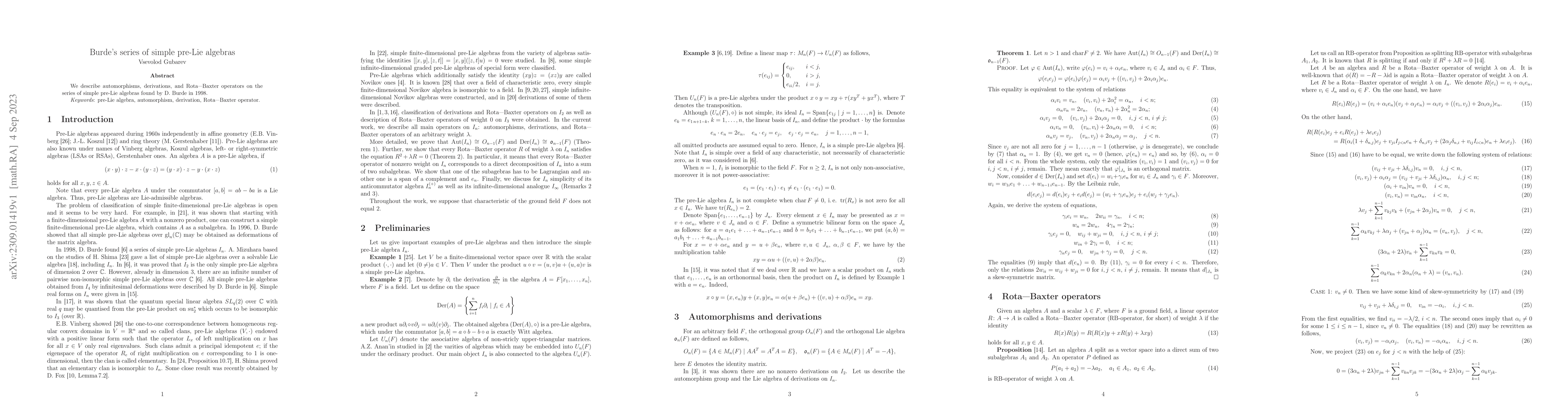 Thumbnail for Burde's series of simple pre-Lie algebras