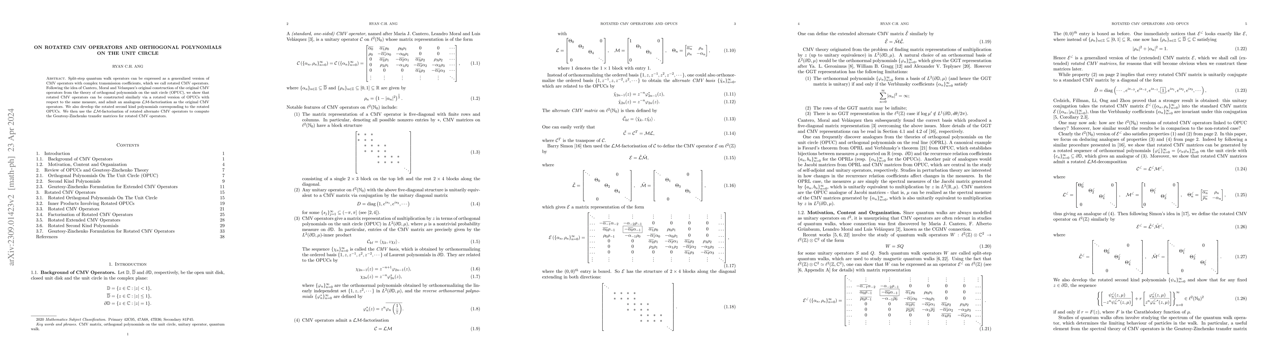 Thumbnail for On Rotated CMV Operators and Orthogonal Polynomials on the Unit Circle