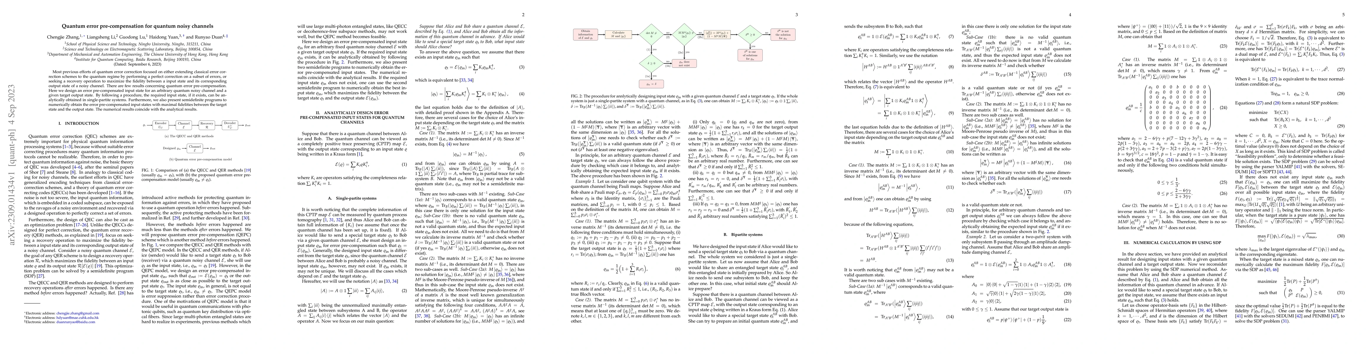 Thumbnail for Quantum error pre-compensation for quantum noisy channels