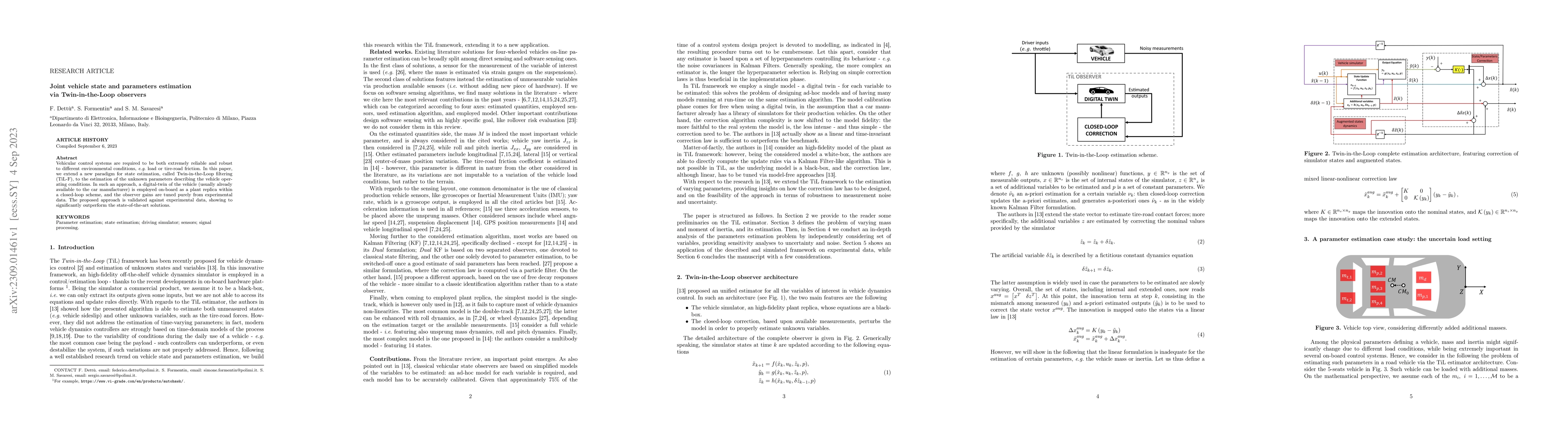 Thumbnail for Joint vehicle state and parameters estimation via Twin-in-the-Loop
  observers