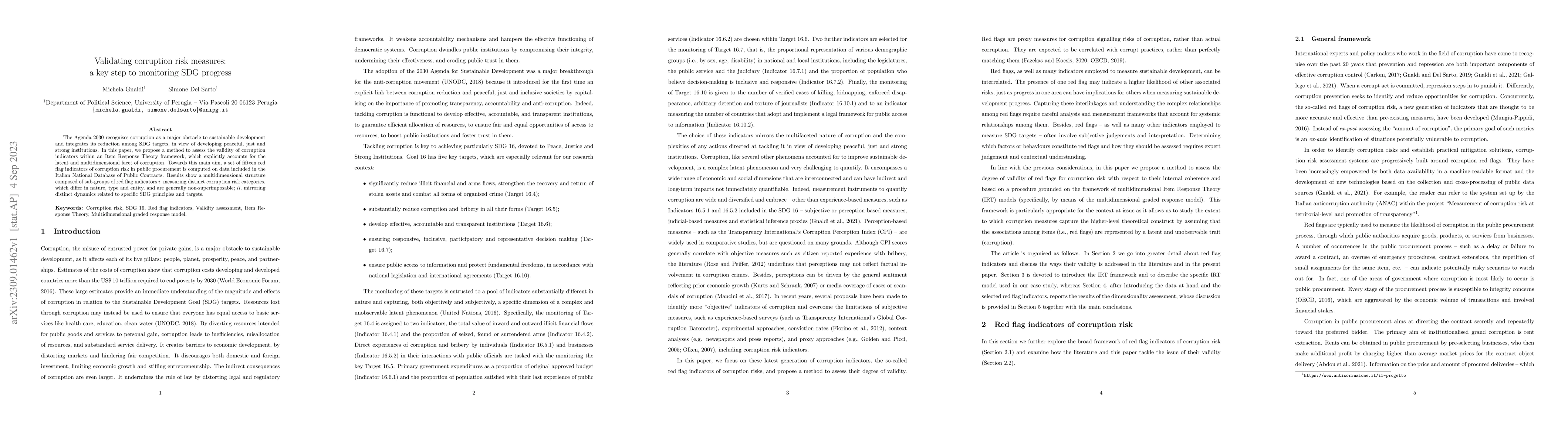 Thumbnail for Validating corruption risk measures: a key step to monitoring SDG
  progress