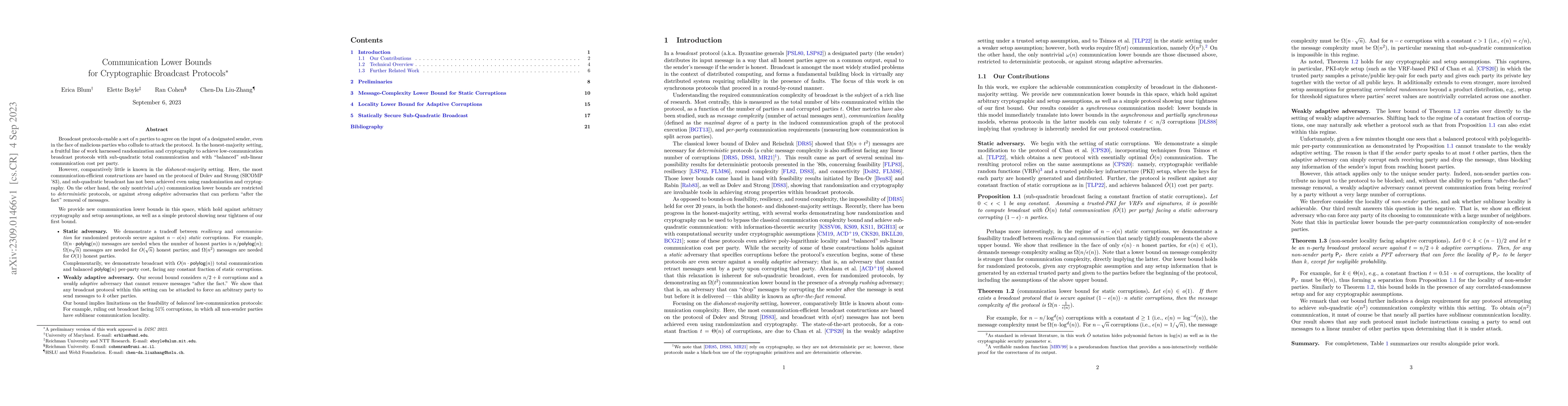 Thumbnail for Communication Lower Bounds for Cryptographic Broadcast Protocols