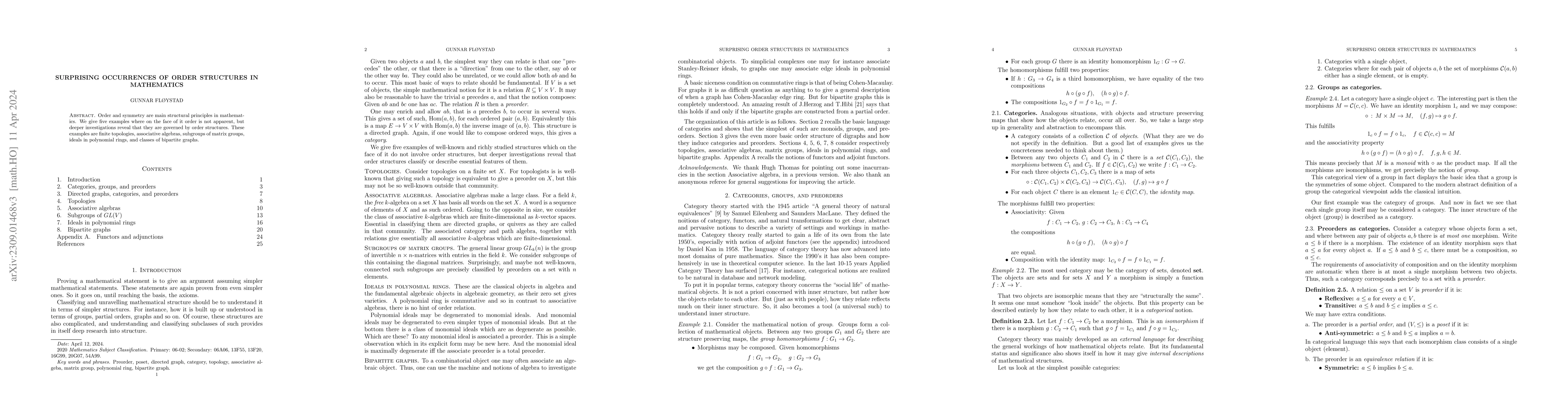 Thumbnail for Surprising occurrences of order structures in mathematics