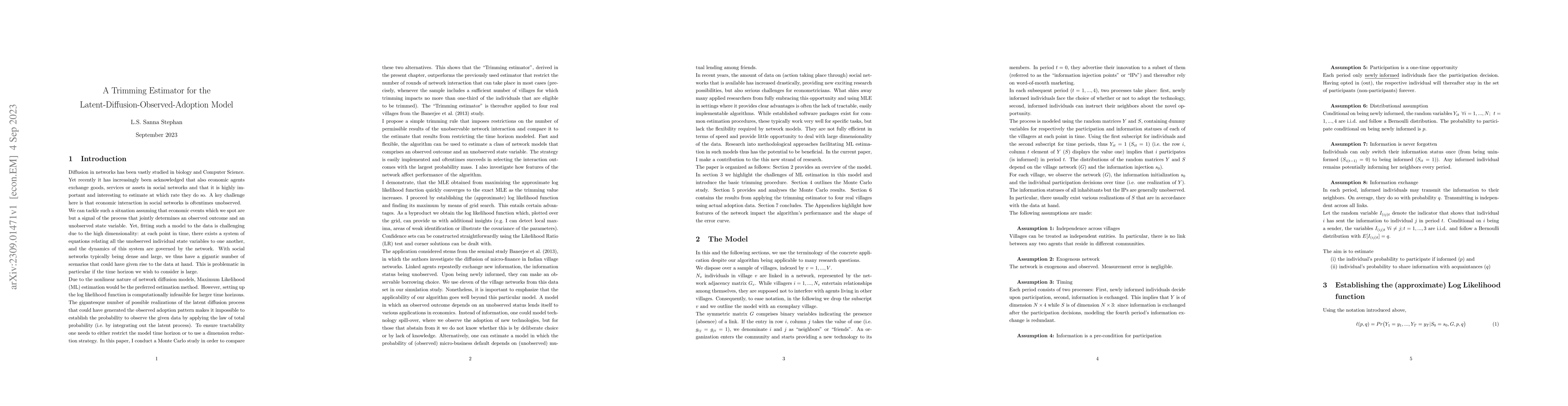 Thumbnail for A Trimming Estimator for the Latent-Diffusion-Observed-Adoption Model