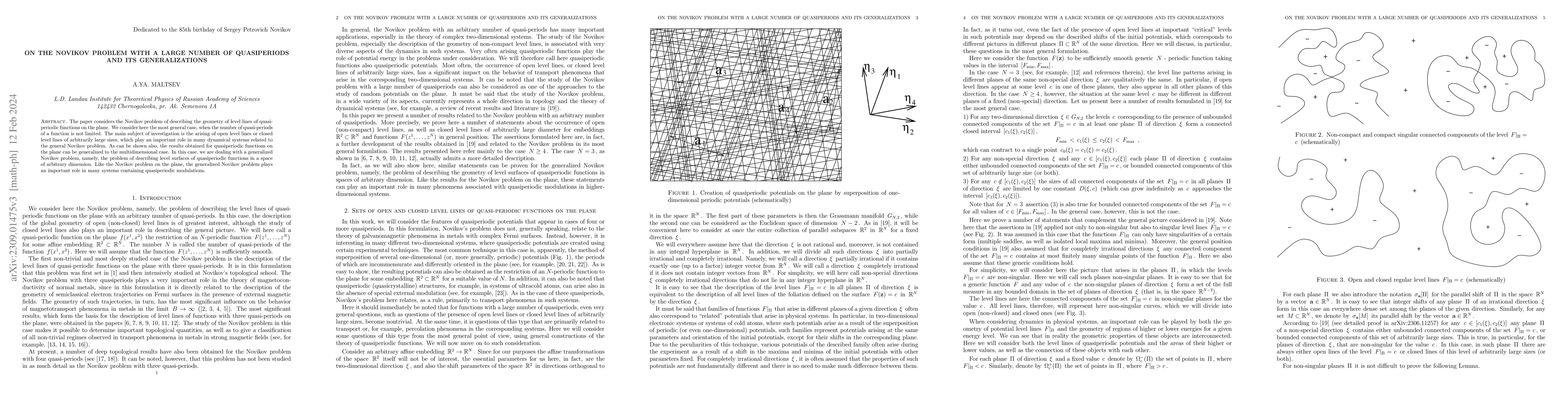 Thumbnail for On the Novikov problem with a large number of quasiperiods and its
  generalizations