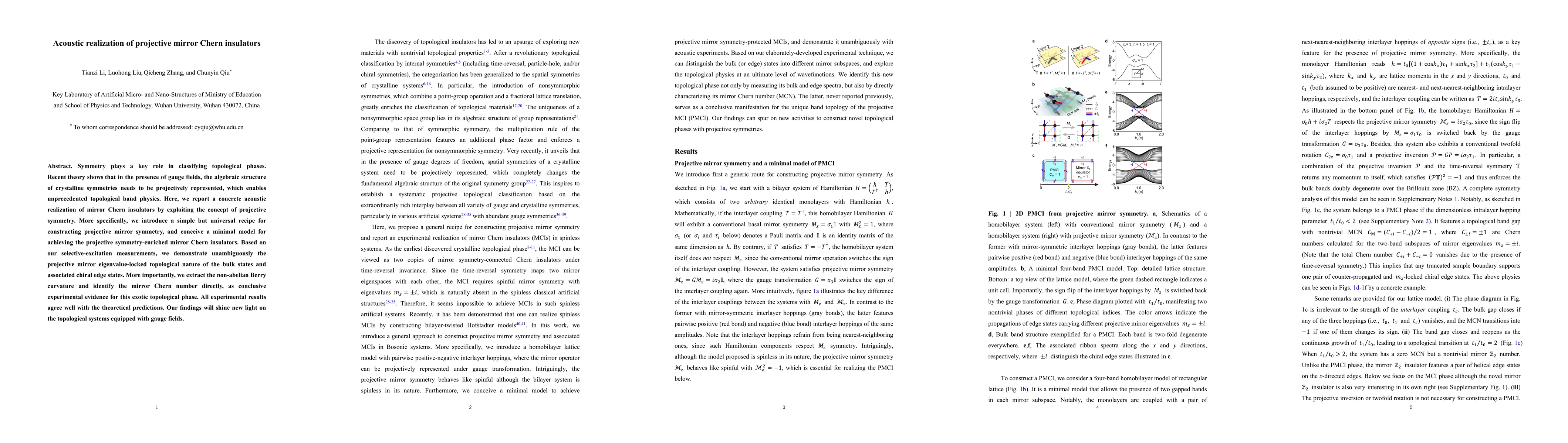 Thumbnail for Acoustic realization of projective mirror Chern insulators