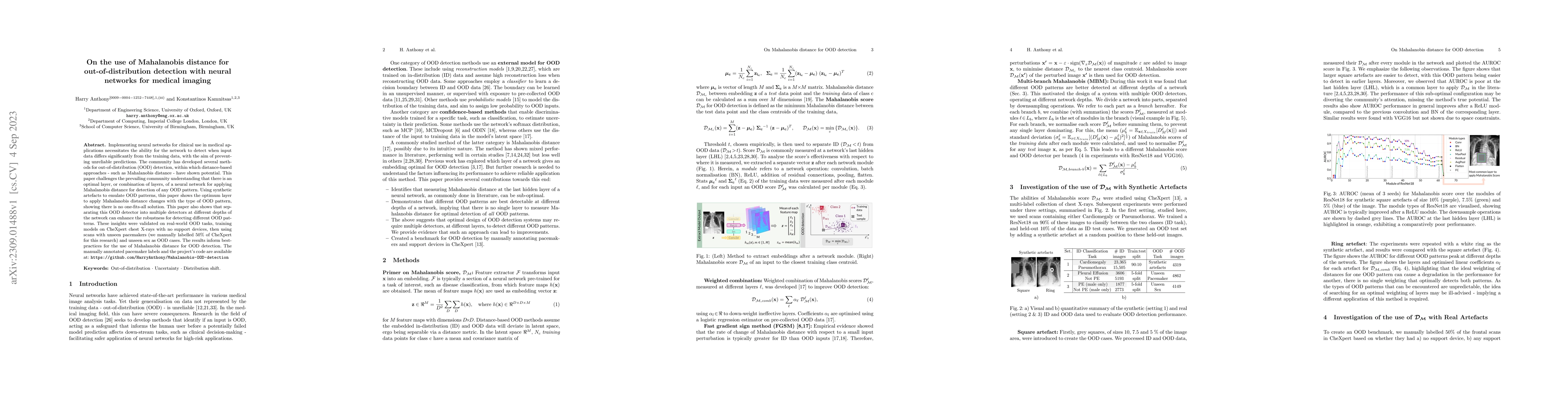 Thumbnail for On the use of Mahalanobis distance for out-of-distribution detection
  with neural networks for medical imaging