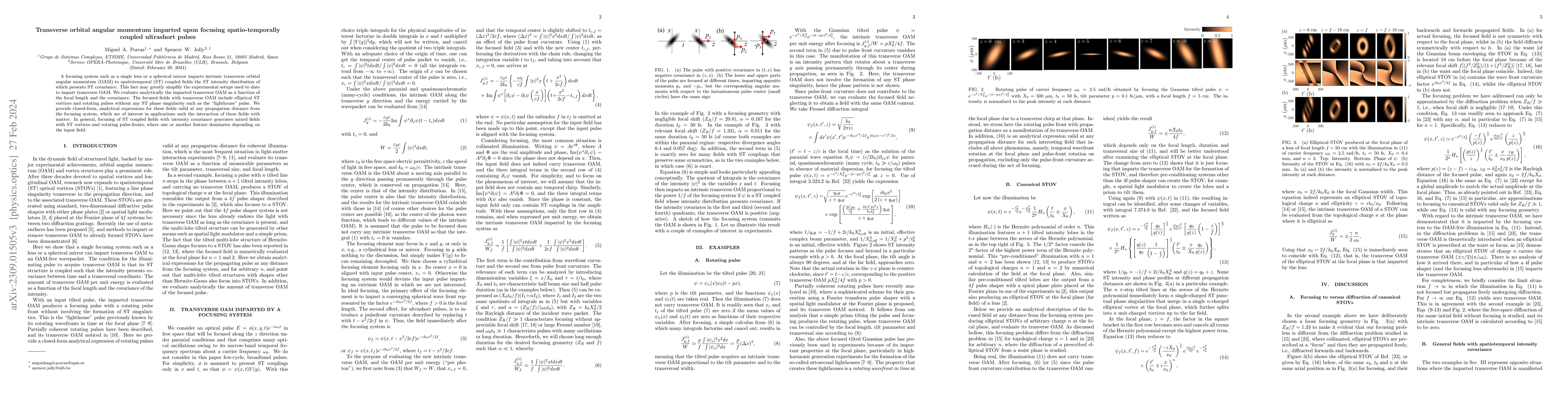 Thumbnail for Transverse orbital angular momentum imparted upon focusing
  spatio-temporally coupled ultrashort pulses