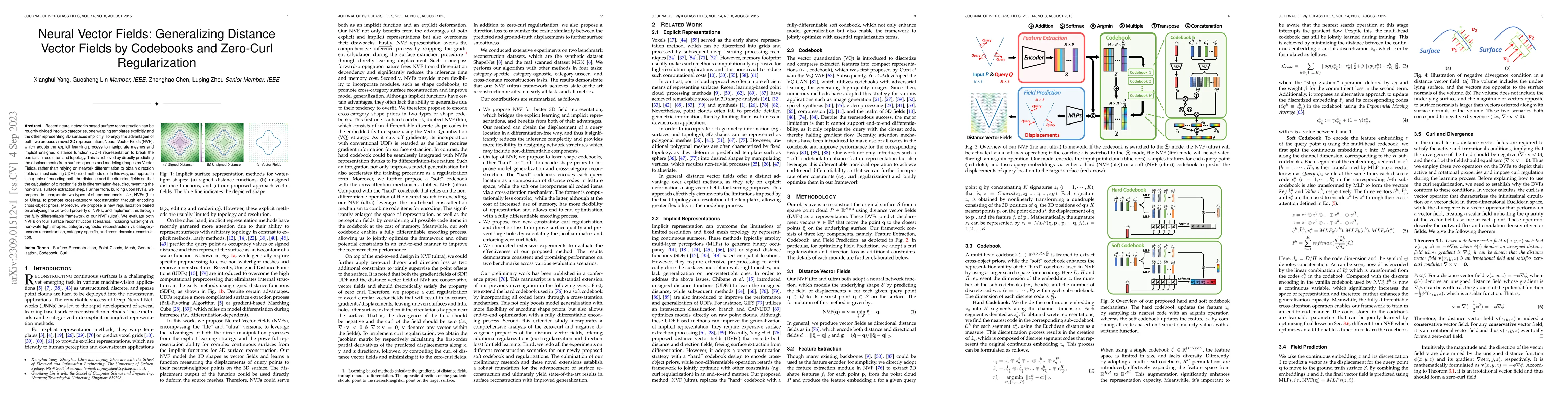 Thumbnail for Neural Vector Fields: Generalizing Distance Vector Fields by Codebooks
  and Zero-Curl Regularization