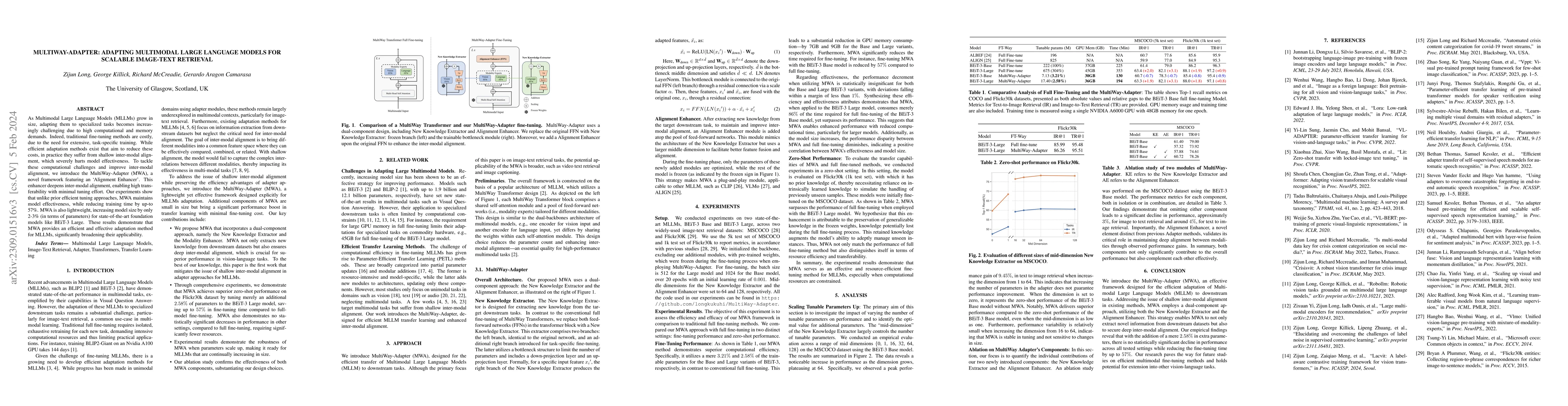Thumbnail for MultiWay-Adapater: Adapting large-scale multi-modal models for scalable
  image-text retrieval