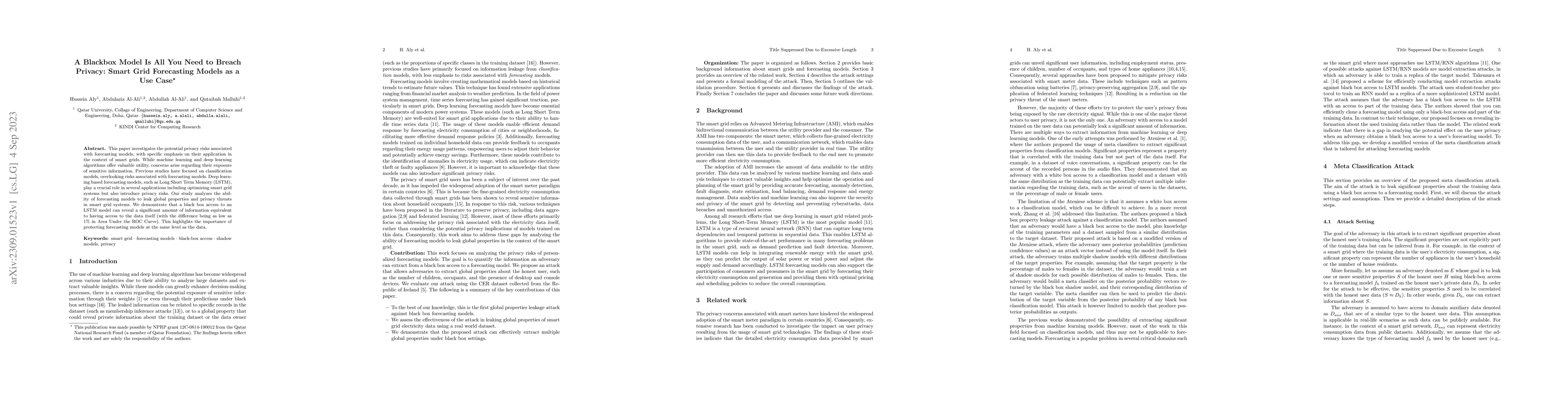 Thumbnail for A Blackbox Model Is All You Need to Breach Privacy: Smart Grid
  Forecasting Models as a Use Case
