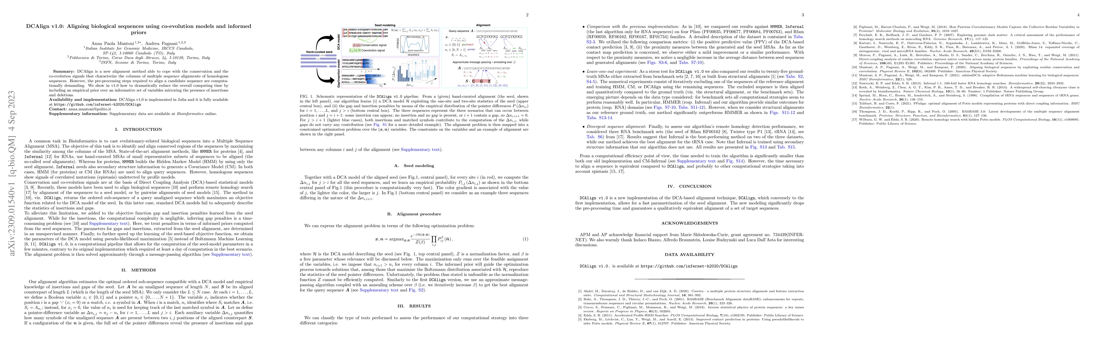 Thumbnail for DCAlign v1.0: Aligning biological sequences using co-evolution models
  and informed priors