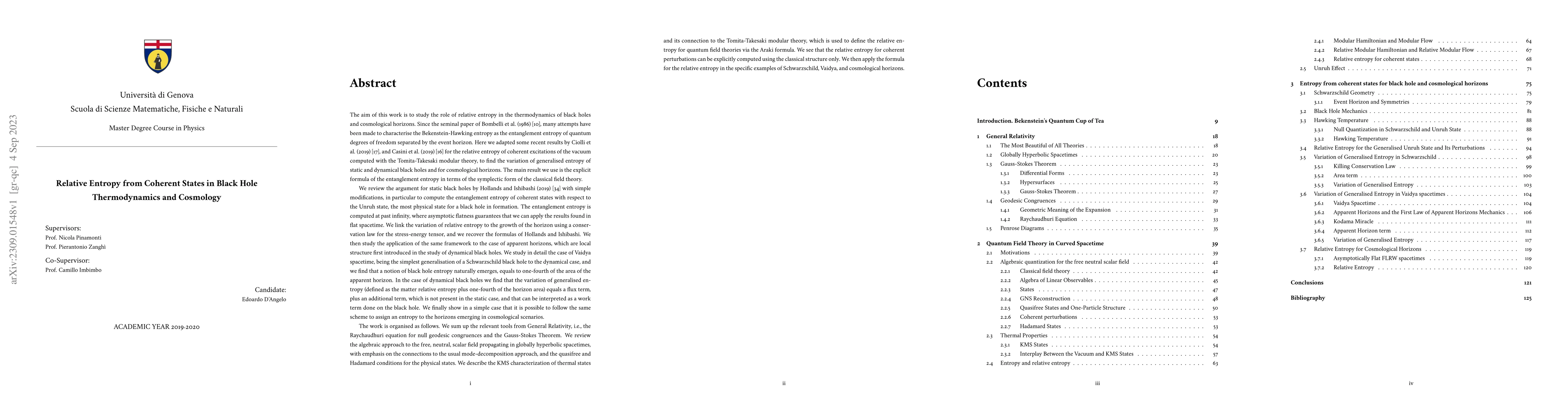 Thumbnail for Relative Entropy from Coherent States in Black Hole Thermodynamics and
  Cosmology