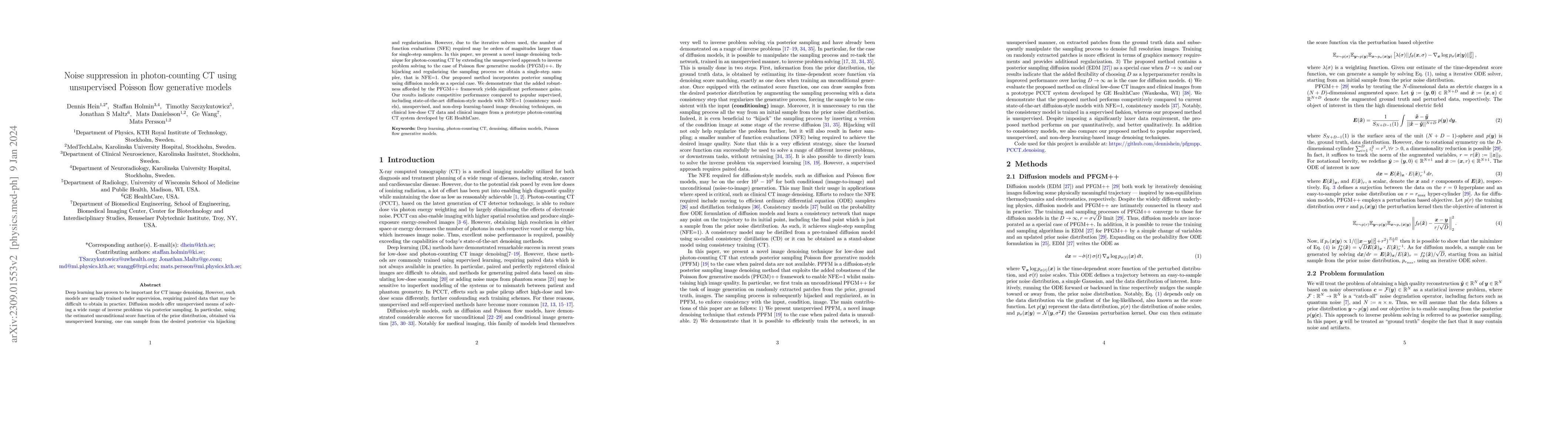 Thumbnail for Noise suppression in photon-counting CT using unsupervised Poisson flow
  generative models