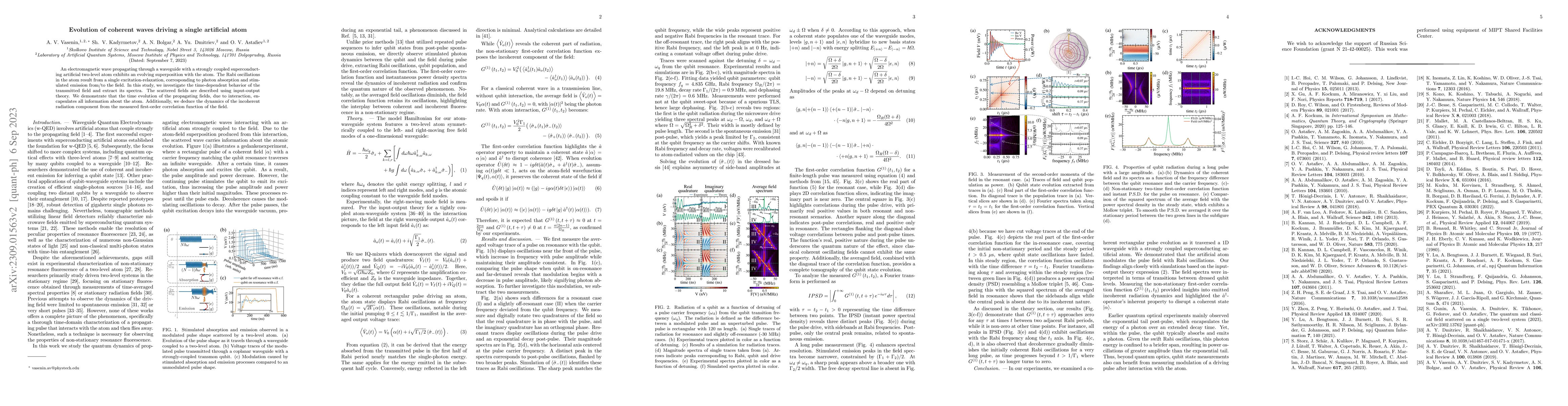 Thumbnail for Evolution of coherent waves driving a single artificial atom