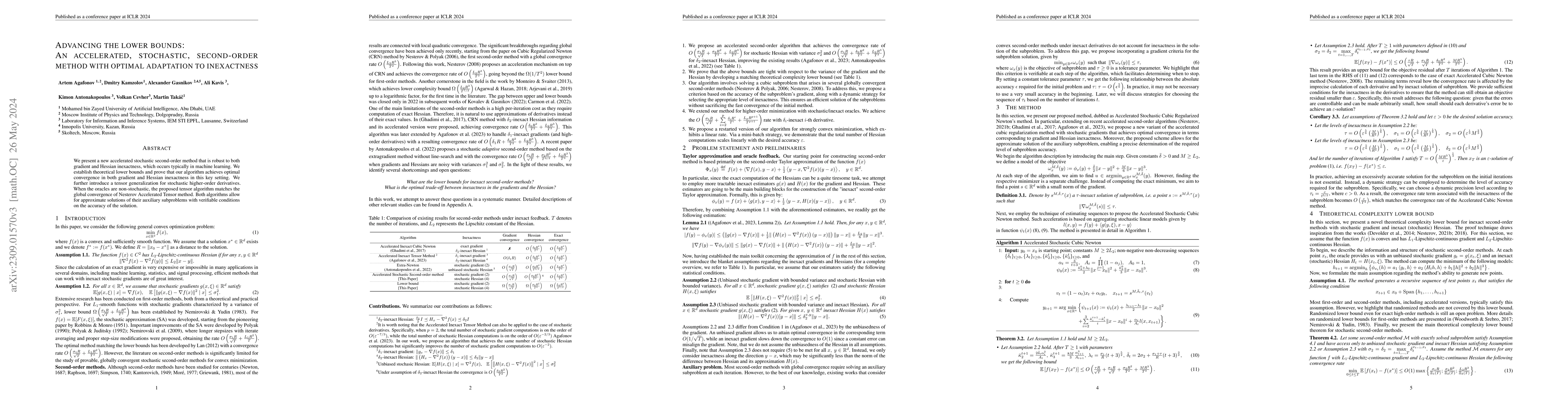 Thumbnail for Advancing the lower bounds: An accelerated, stochastic, second-order
  method with optimal adaptation to inexactness