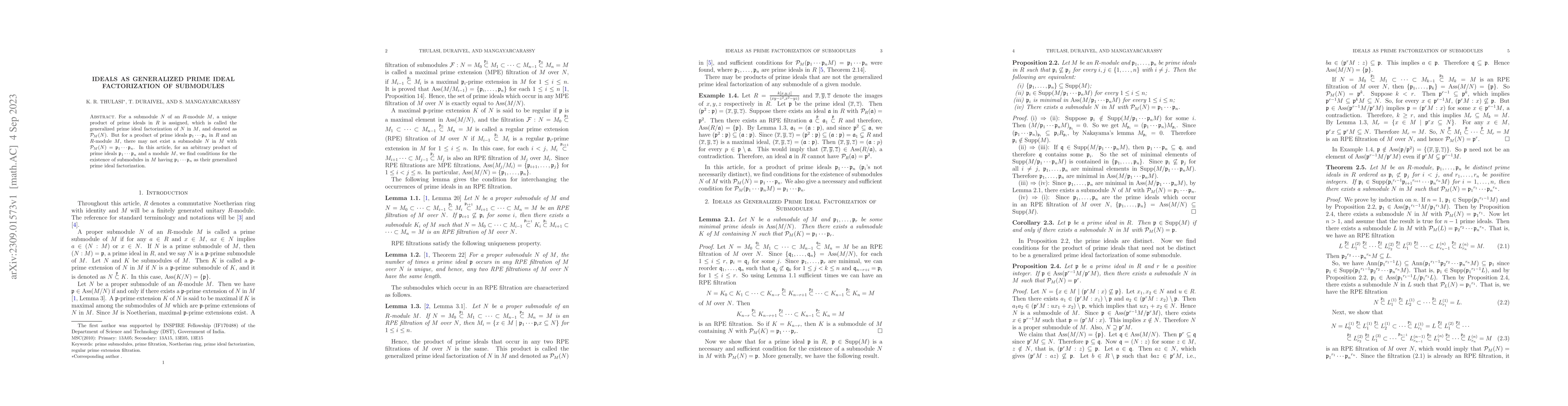 Thumbnail for Ideals as generalized prime ideal factorization of submodules