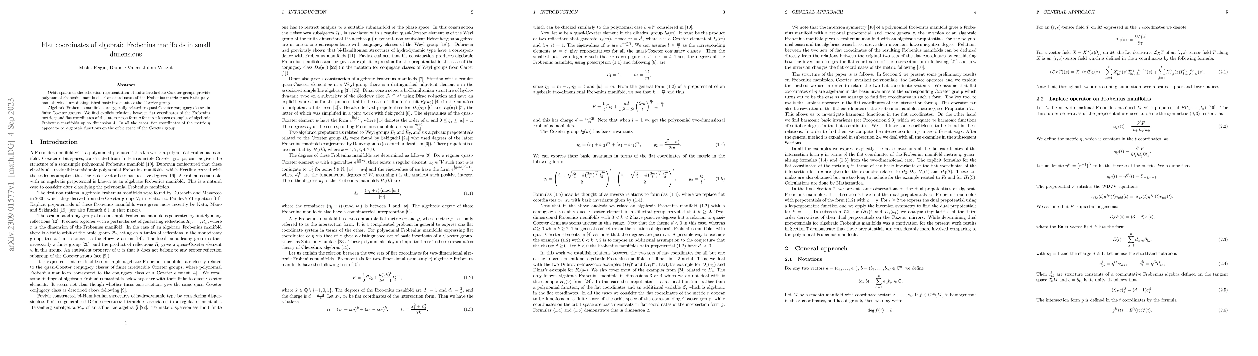 Thumbnail for Flat coordinates of algebraic Frobenius manifolds in small dimensions