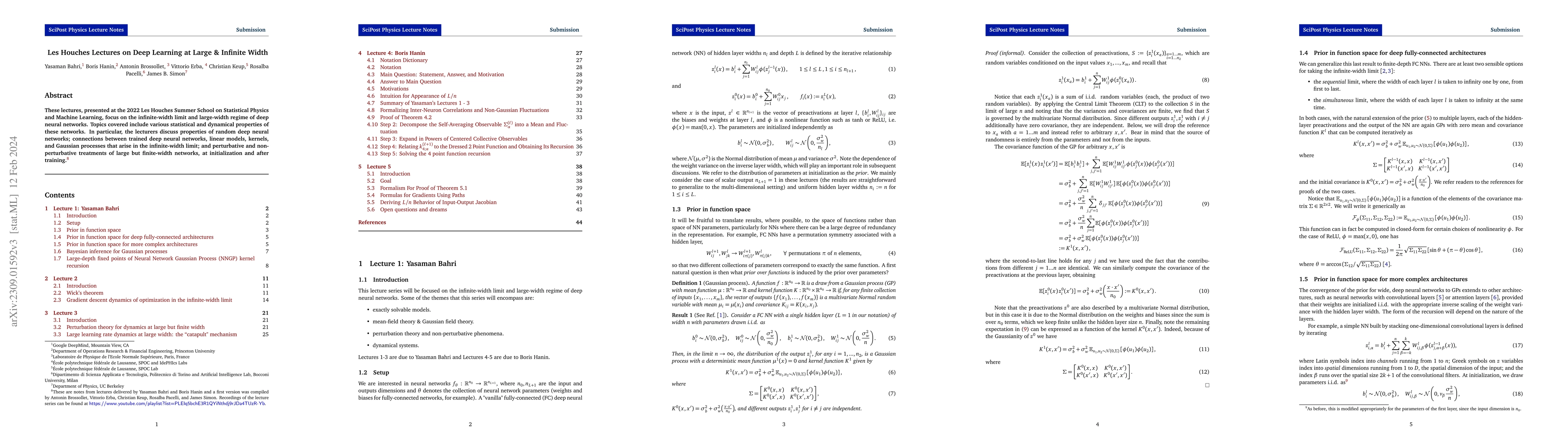 Thumbnail for Les Houches Lectures on Deep Learning at Large & Infinite Width