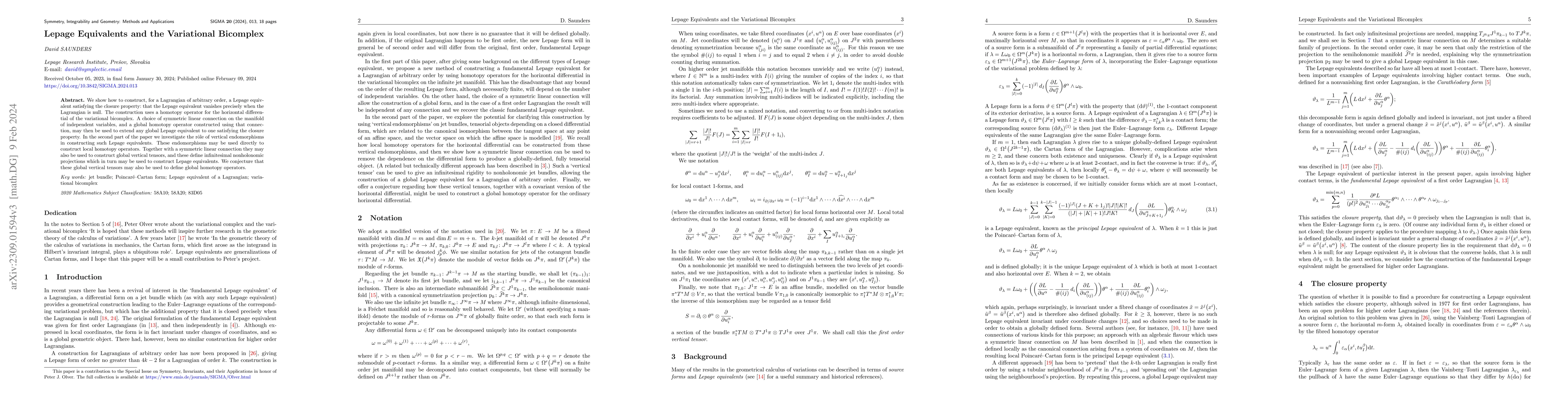 Thumbnail for Lepage Equivalents and the Variational Bicomplex