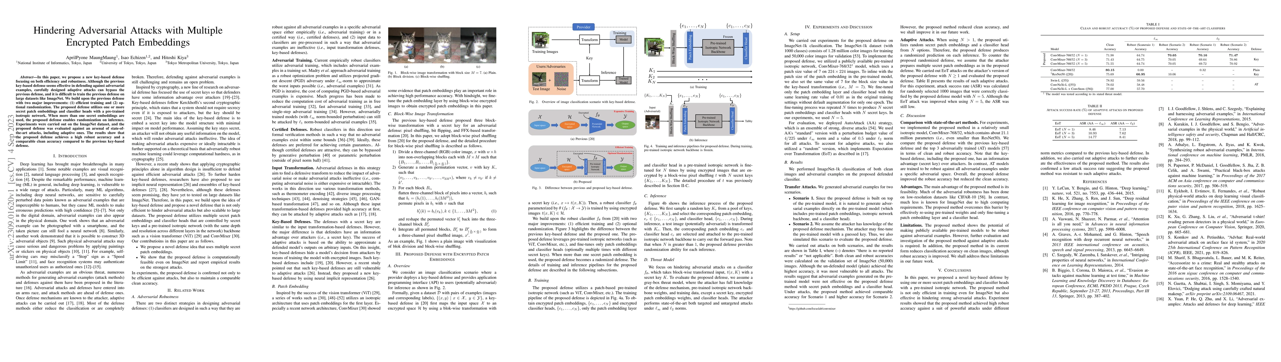 Thumbnail for Hindering Adversarial Attacks with Multiple Encrypted Patch Embeddings