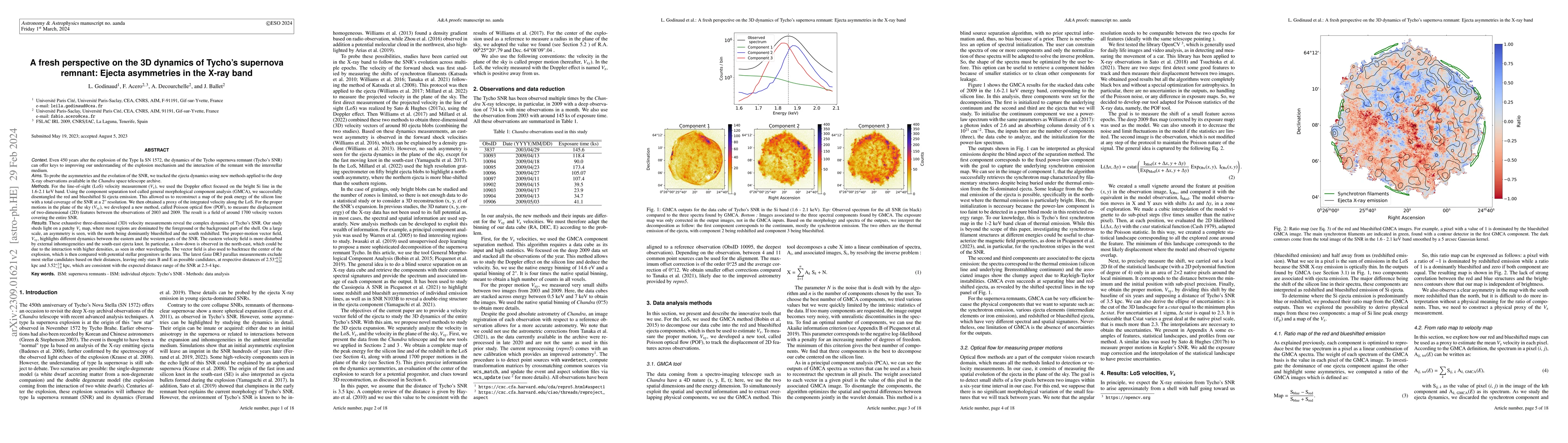 Thumbnail for A fresh perspective on the 3D dynamics of Tycho's supernova remnant:
  Ejecta asymmetries in the X-ray band