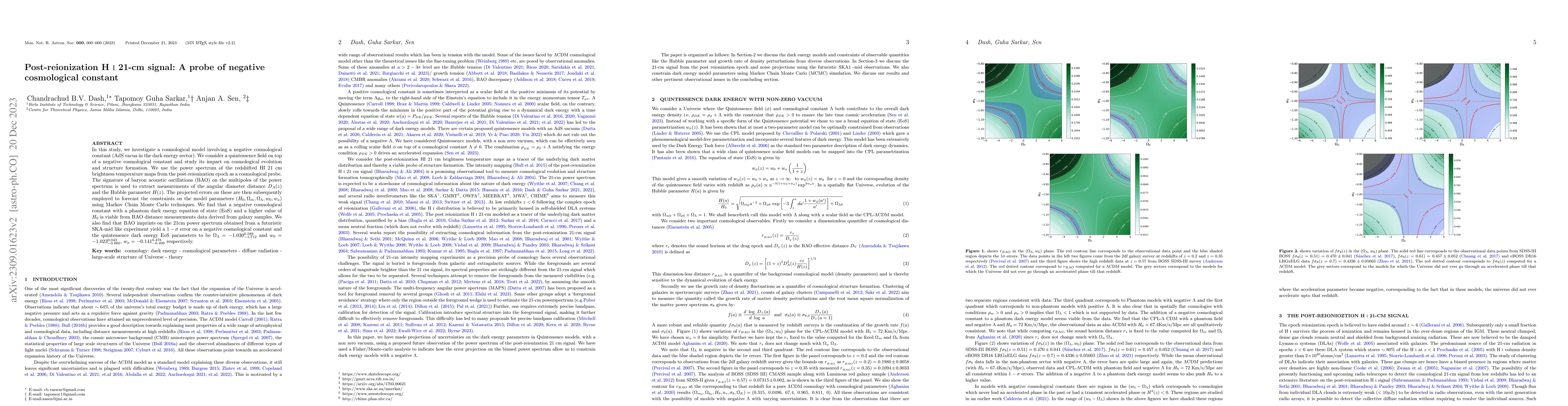 Thumbnail for Post-reionization HI 21-cm signal: A probe of negative cosmological
  constant
